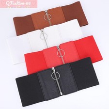 Womens Ultra Wide Belt Zipper Elastic Corset Belt High Waist Dress Waistband