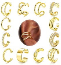 12Pcs Ear Cuff Earrings for Women Non Piercing 14K Gold Plated Ear Cuffs Non Pie
