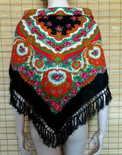 BUNTES TRACHTENTUCH - SCHULTERTUCH - WOLLE - VINTAGE - WIE NEU - 75 x 75 cm
