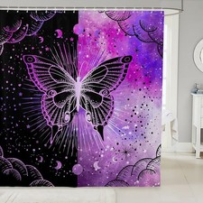Butterfly Shower Curtain - Boho Moon Stars Bathroom Decor for , Boys, Girls -...