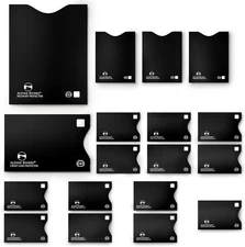 RFID Blocking Sleeves | 14 Credit Card Holders, Standard Pack, Black Premium 