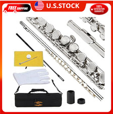 Glory Closed Hole C Flute With Case, Tuning Rod and Cloth, Gloves, Nickel Siver