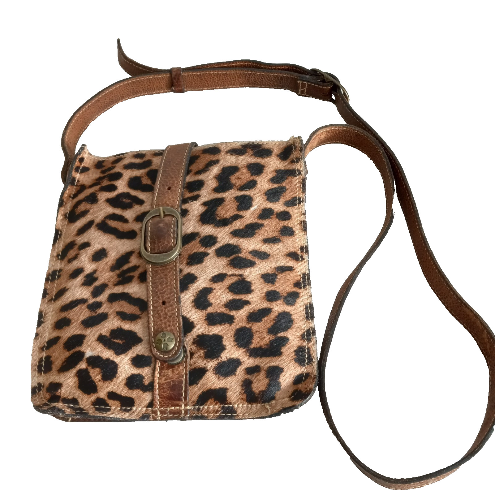 Vintage Patricia Nash Leopard Crossbody Venezia Purse Calf Hair Leather