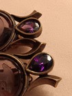 Amethyst Cabochon Carved Cameo Woman &Teardrop Amethyst Extasia Signed Earrings — photo 4