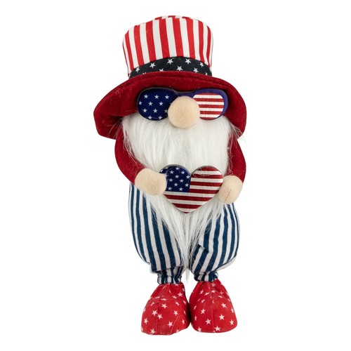 Northlight 12.25" Patriotic Heart 4th of July Americana Gnome