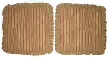 Ashley Furniture Euro Pillow Shams 26X26 Square Tan Green Gold Red Stripe Luxury