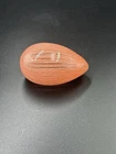 Vintage Art Glass Egg Latticino Salmon Pink And White Swirls Missing Base