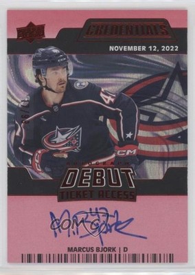 2022 Credentials Debut Ticket Access Red 17/99 Marcus Bjork Rookie Auto RC 6kv
