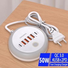 50W Multi Port PD USB C Fast Charging Wall Charger Hub Adapter EU US UK Plug