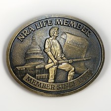 NRA Belt Buckle Life Member Since 1983 Second Amendment 3D Relief USA Capital
