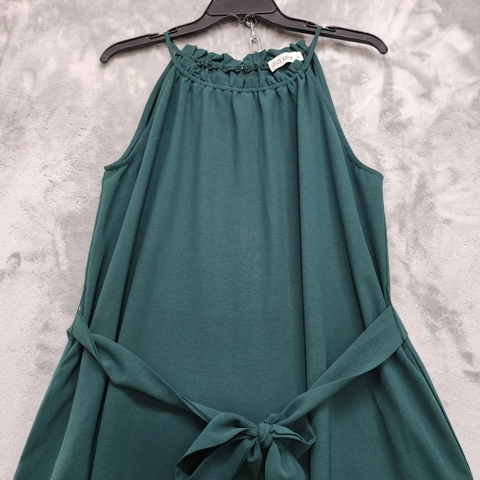 Grace Karin Dress Womens M Sleeveless Halter Ruffle Neck Tie Waist Sundress Midi - Image 2 of 4
