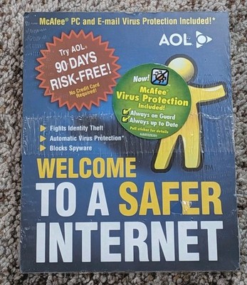 NOS Vintage AOL Dial-Up High-Speed Internet Disc ''90 Days Risk-Free'' CD McAfee