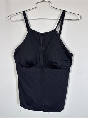Lands End Black Halter Tankini Bathing Suit Top Womens 14 Soft Cup Cruise Pool