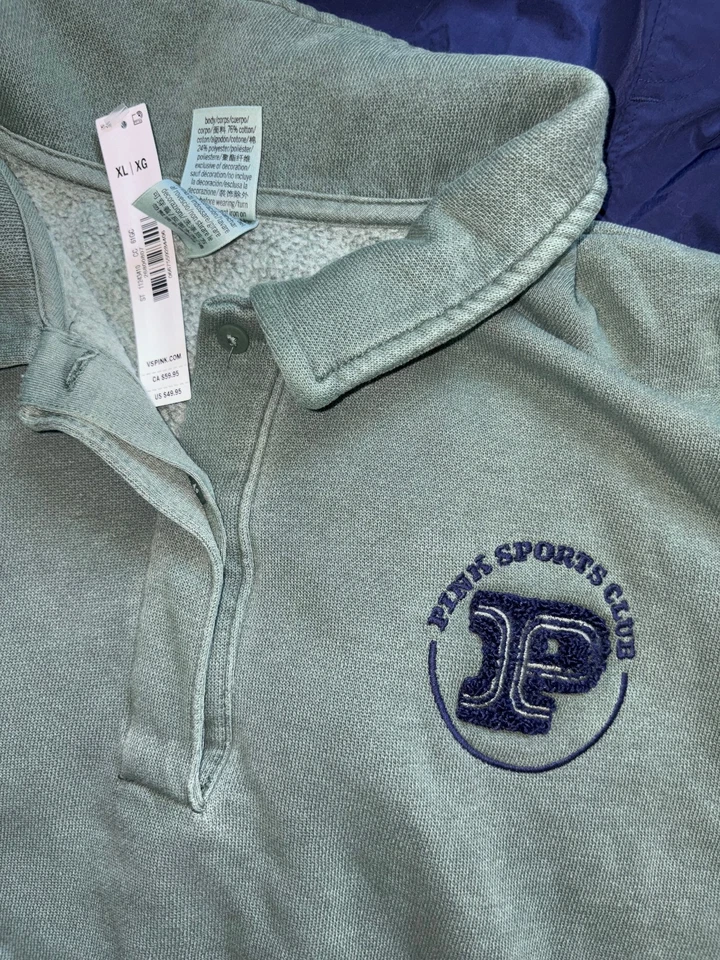 NUEVO CON ETIQUETAS ROSA VICTORIA'S SECRET 2 PIEZAS PANTALONES CARGO PARACAÍDAS CAMPUS POLO JERSEY - XL Foto 2 de 4