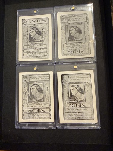 1895 ANTIQUE BIBLE AUTHORS GAME CARDS - 4 CARD SET-MATTHEW BOOK-1- CARDS 1-2-3-4
