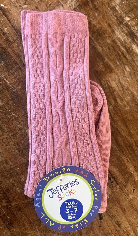 New Jefferies Cable Knit Knee High Pink Socks Toddler Shoe Size 3-7