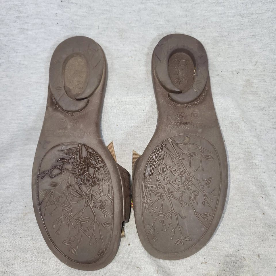 Шлепанцы Oka-bee коричневые с зелеными ретро бантами, размер средний (женщины 8,5-9,5) - Изображение 4 из 4