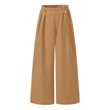 Women Wide Leg Pants Loose Fit Bottom High Waist Pleated Trousers Fashion Office