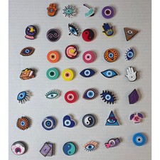 Lot of 35 Evil Eye Protection Croc Shoe Charms Bundle New Without Package