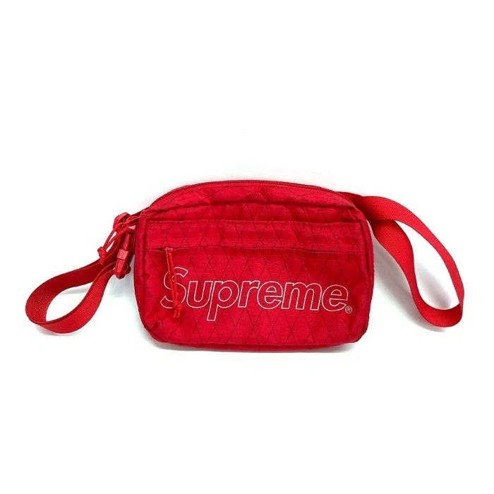 Sac à bandoulière Supreme 18AW logo imprimé maille motif nylon rouge occasion
