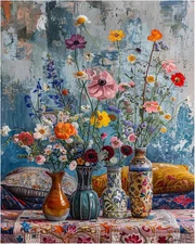 Flowers Paint by Numbers Kit for Adults Beginner, Flowers Adult Paint by Number