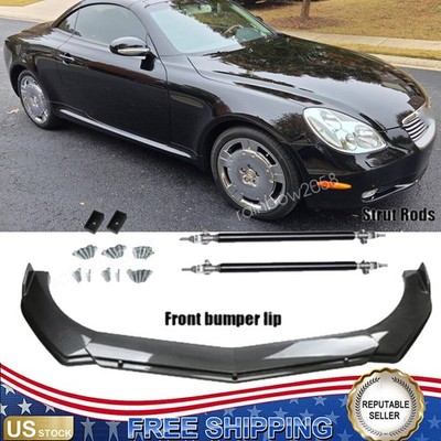 Carbon Fiber Sty Front Bumper Lip with Black Strut Rods For 2002 Lexus SC 430