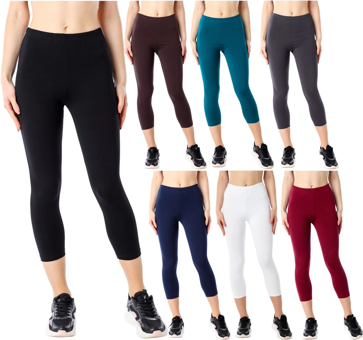 Womens Capri Active Sports Drawstring Pants Pockets Stretchy 3/4