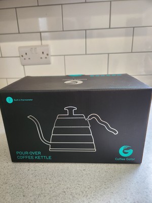 Kaffee Gator Schwanenhals Wasserkocher 1,2l Edelstahl Thermometer Übergießen B/Neu