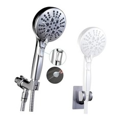 Handheld Shower Head with on off Switch&Built-in Power Spray,7-Setting Silver