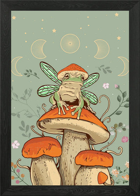Cottagecore Aesthetic Frog gerahmtes Wandbild Poster Leinwanddruck Bild