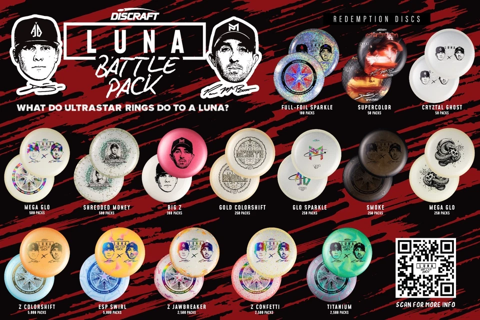 Discraft Luna Battle Pack - McBeth Vs. Barela / UltraStar vs. Regular Luna NEW - Image 2 of 3