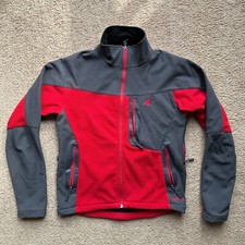 EMS Jacket Mens Small Full Zip Fleece Mock Neck Red Grey Eastern Mountain