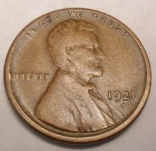 1921 S Lincoln Wheat Cent / Penny AVE CIRCULATED **FREE SHIPPING**