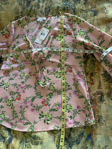 Ten Sixty Sherman Pale Pink Realistic Florals Bell Sleeve Blouse Nordstrom S 36” - Picture 11 of 12