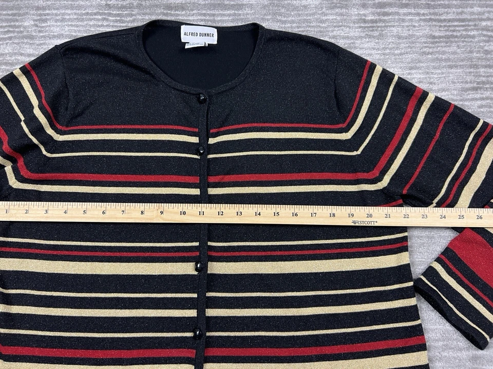 Suéter Alfred Dunner Mujer XL Multicolor Rayas Mezcla Seda Cárdigan Metálico Foto 4 de 4