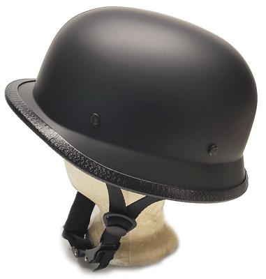 FLAT BLACK GERMAN HELMET  LOW PROFILE BIKER MOTORCYCLE NOVELTY HELMET