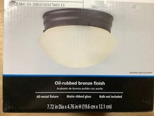 MAINSTAYS OIL RUBBED BRONZE FINISH 7.25" FLUSH MOUNT CEILING FIXTURE LIGHT