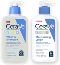 CeraVe Baby Wash/Shampoo and Lotion Set 8 oz each - New