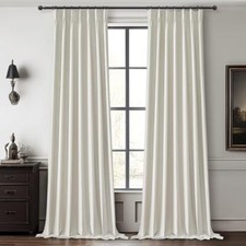 Linen Pinch Pleated Blackout Curtains Room 40"W x 96"L Pack of 2 Beige White