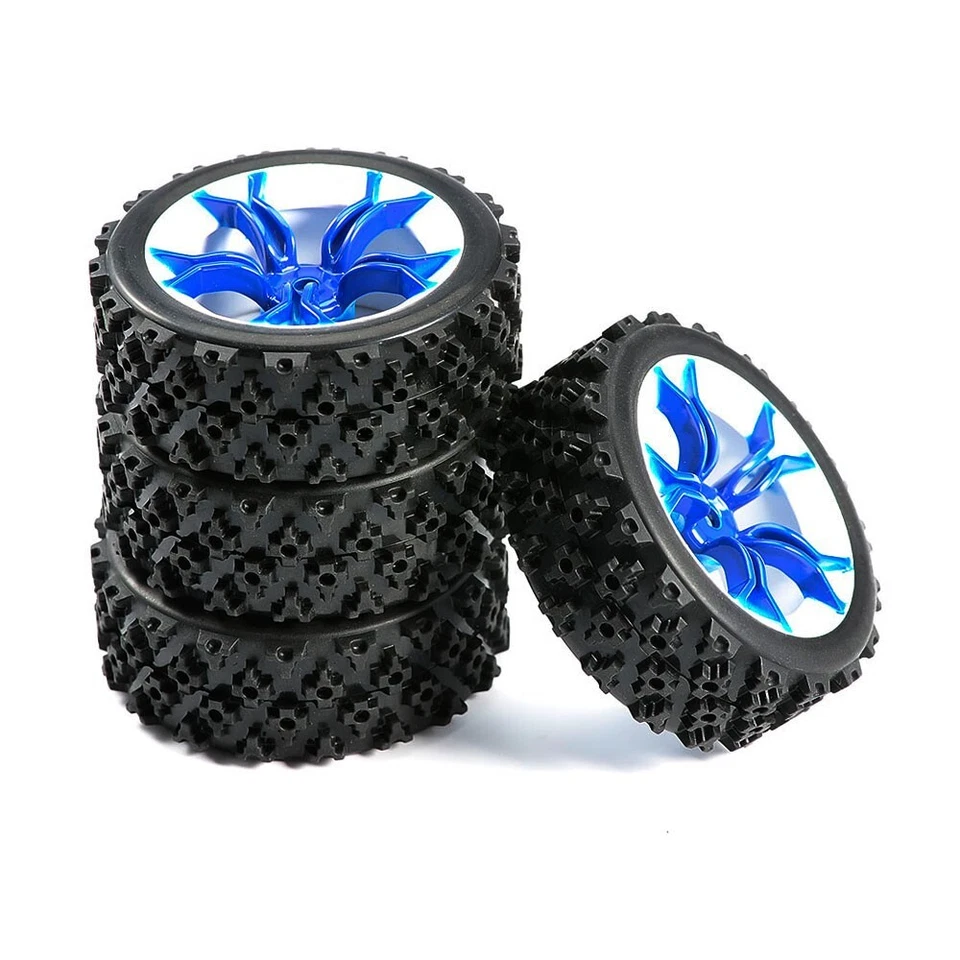 4X Rubber Rally Tires&Wheel MPNWB 12mm Hex For HSP HPI RC 1:10 Off Road Car Toys - Image 3 of 4