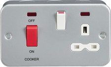 Image of Knightsbridge Metal Clad 2G 45A DP Cooker Switch and 13A Switched Socket Neon