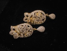 Indian Pakistani Jewelry Rhinestone Silver Gold Wedding Formal Party Earrings