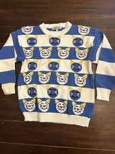 Tess Designs Girls Cat Sweater Size XL Thick Knit Striped