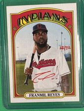 2021 TOPPS HERITAGE BASEBALL FRANMIL REYES INDIANS RED INK ON CARD AUTO #D 22/72