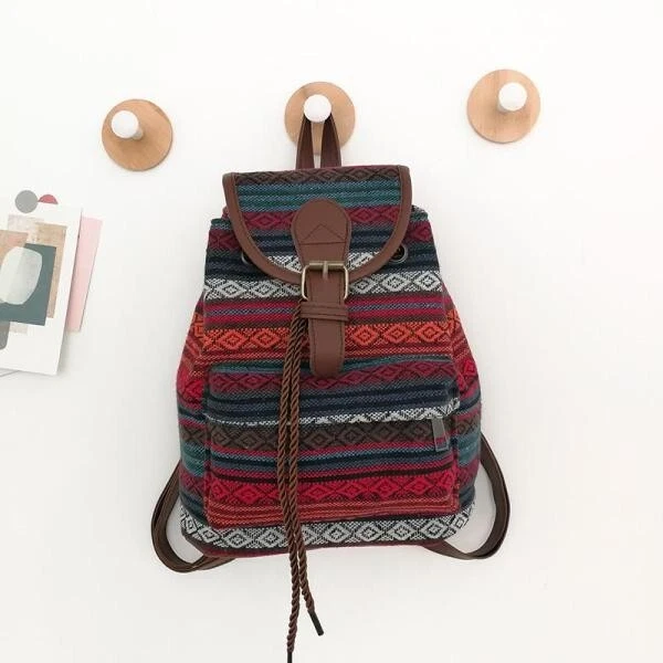 Mochila Estilo Azteca Nativo Boho Bolso Escolar Suroeste Patrón Navajo Bolso para Libros Foto 2 de 4