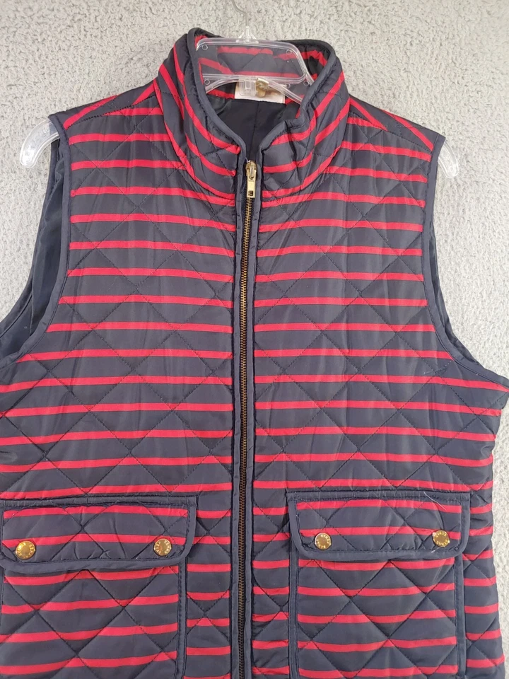 Chaleco acolchado Kenar XL para mujer cremallera completa bolsillos a rayas Foto 2 de 4