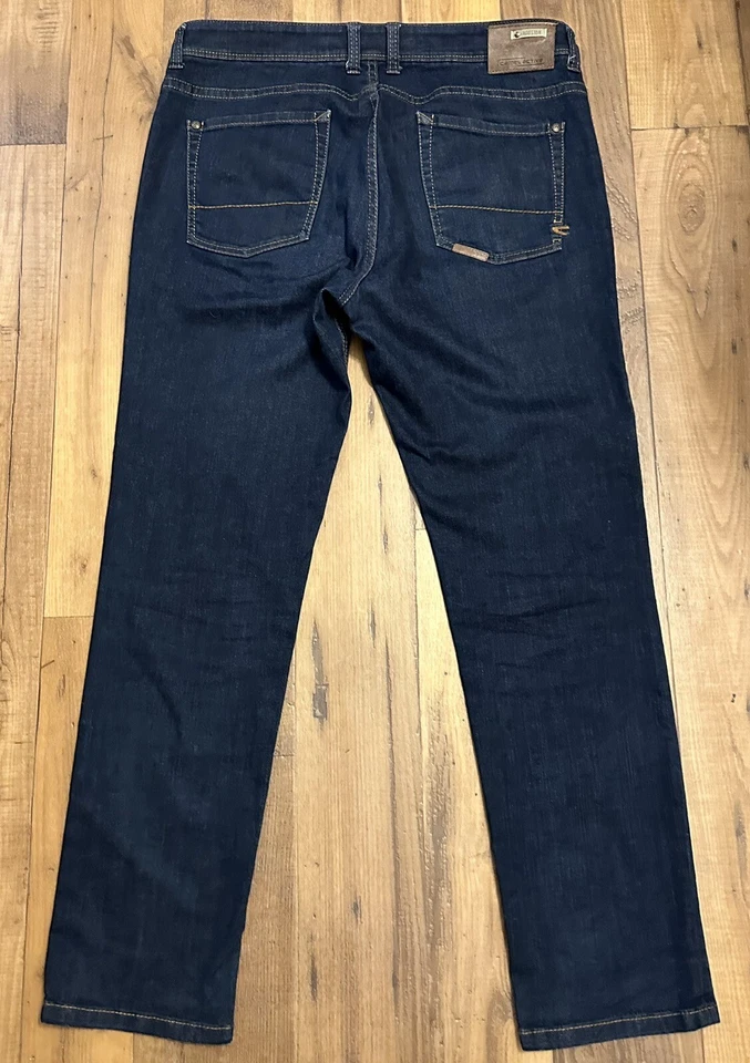 Pantalones de mezclilla rectos Camel Active Houston azules para hombre 36 x 30 elásticos usados Foto 3 de 3