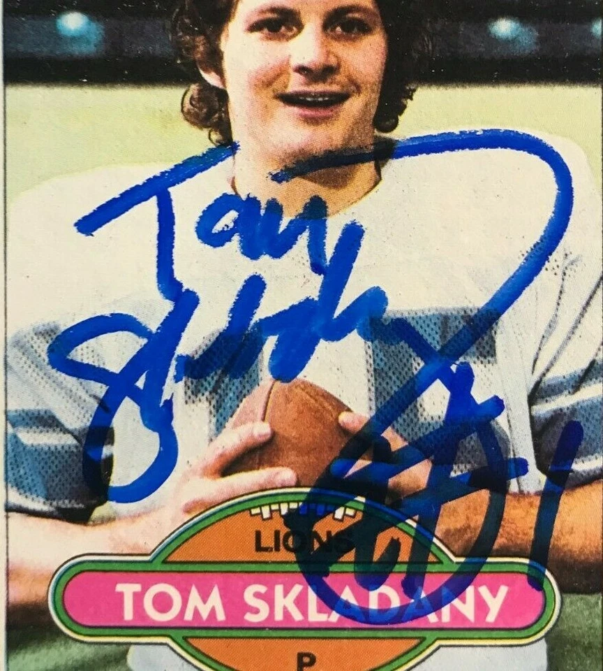 SIGNED TOM SKLADANY 1980 TOPPS FOOTBALL CARD AUTOGRAPH - LIONS - Image 2 of 3