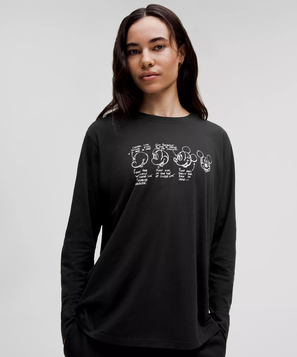 限定*lululemon x Disney*ミッキーロゴ ロングスリーブシャツ DISNEY X LULULEMON ALL YOURS LONG SLEEVE SHIRT~BLACK~0 2 4 6
