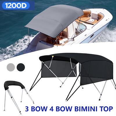Heavy Duty 1200D 3 Bow 4 Bow Bimini Top Boat Cover 6 ft / 8 ft with Rear Poles